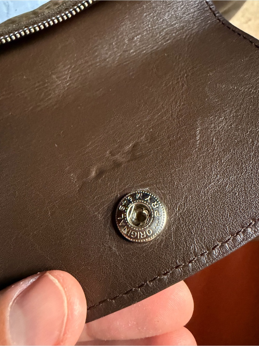 Longchamp Le Pliage Cuir Large Leather Top Handle Tote Dark Brown Shoulder Strap - Picture 13 of 13